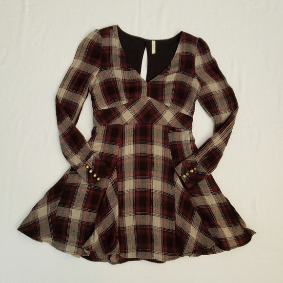 Free People Dresses & Skirts - Free People Open Back Plaid Dress